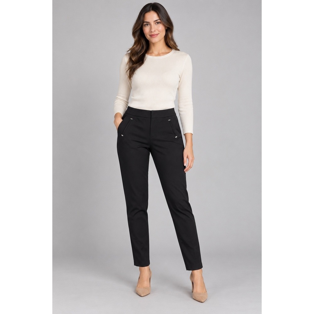 Women's Black Pull On Straight Leg Cropped Slacks - Size XL